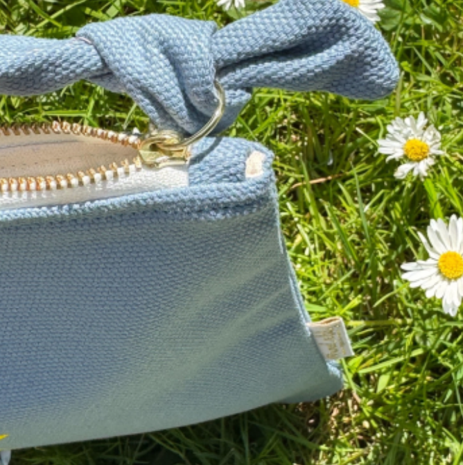 Pochette en coton - Bleu nuage / jaune
