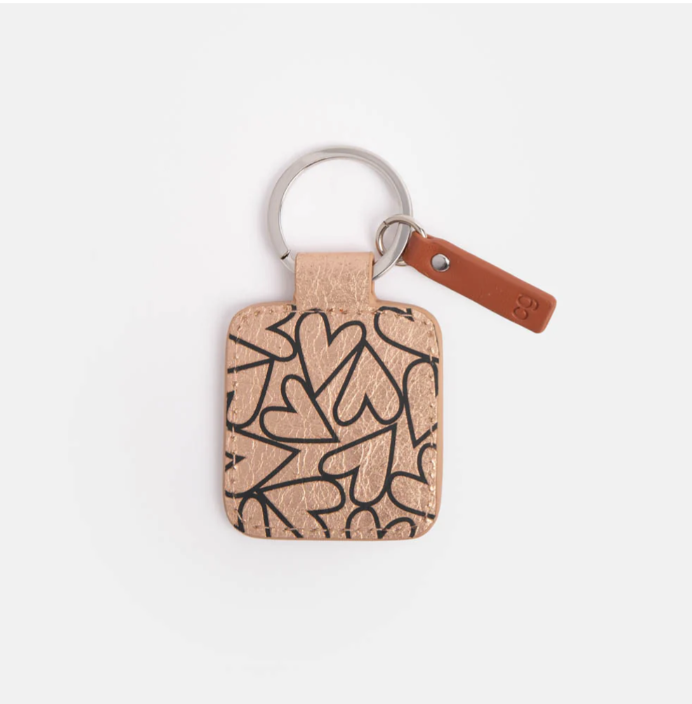 Porte-clés - Carré à cœurs rose gold