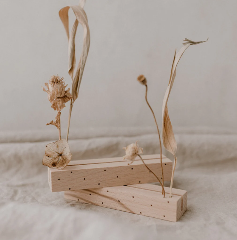 Support à cartes en bois de hêtre - Motif pois