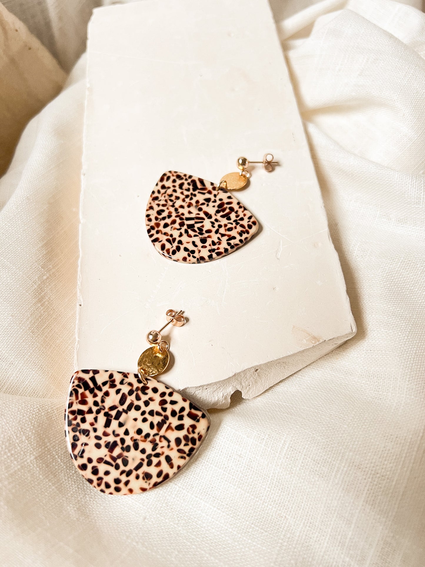 Boucles d'oreilles JENNA - Crème et Marron