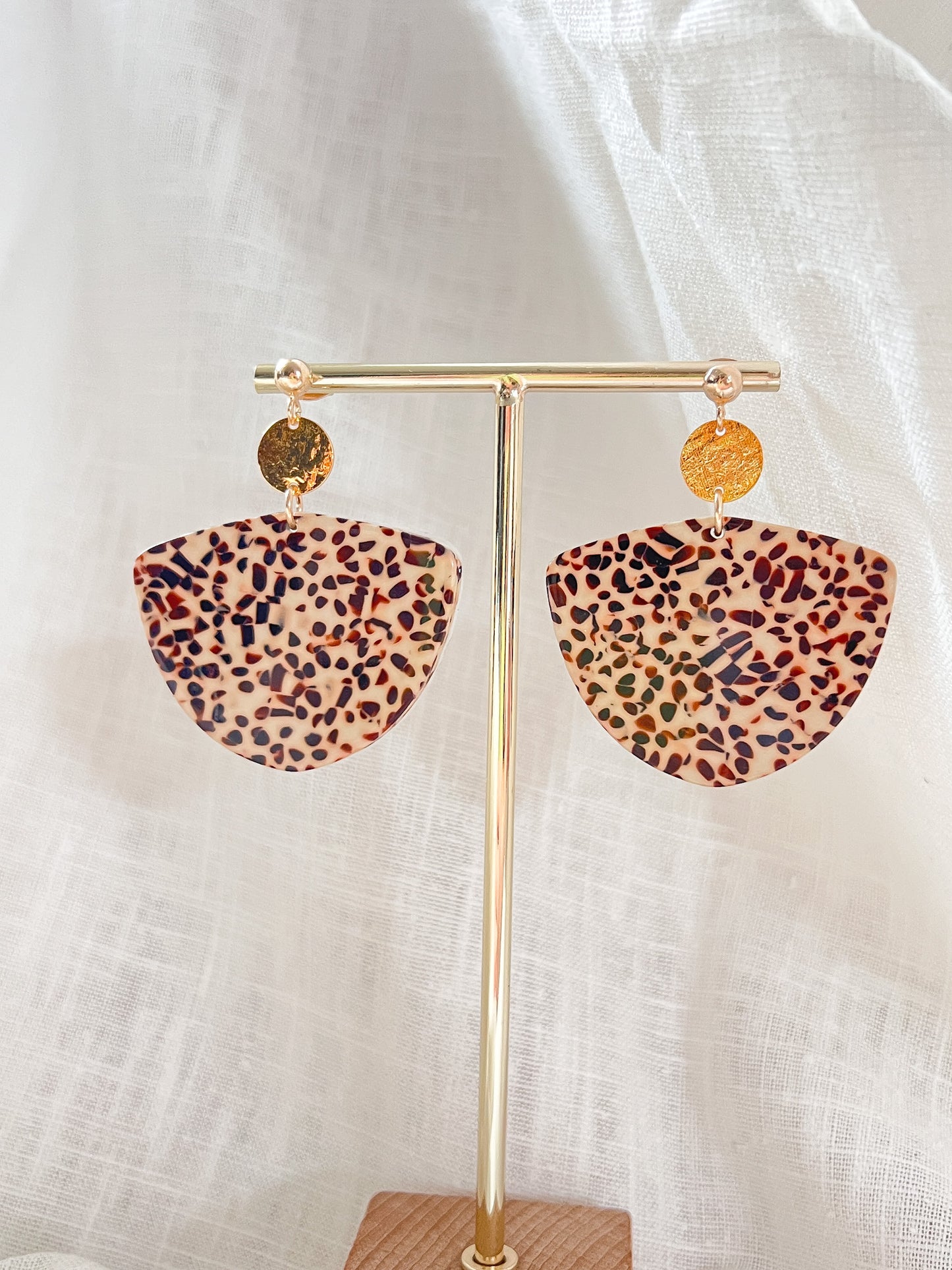 Boucles d'oreilles JENNA - Crème et Marron