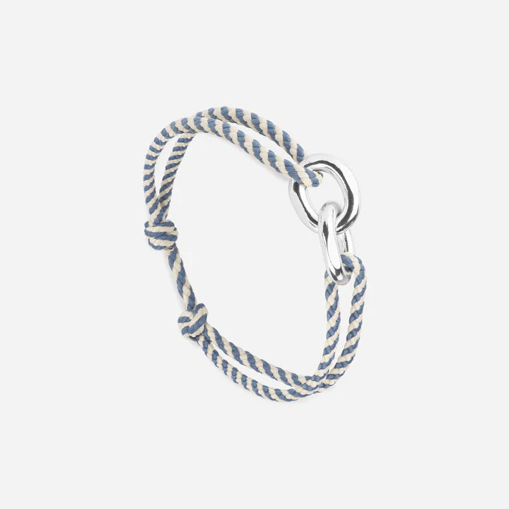 Bracelet maillon lien - RAYE BEIGE BLEU - Le Vent à la Française