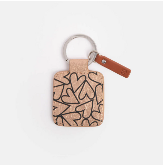 Porte-clés - Carré à cœurs rose gold