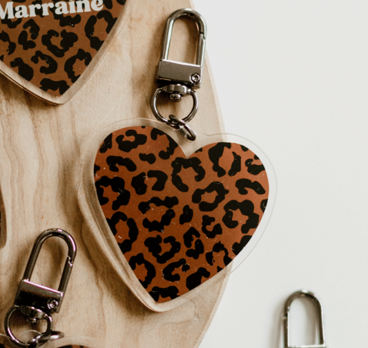 Porte-clés - Coeur léopard