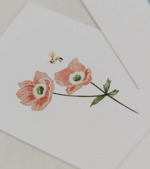 Carte postale - Fleurs et abeille
