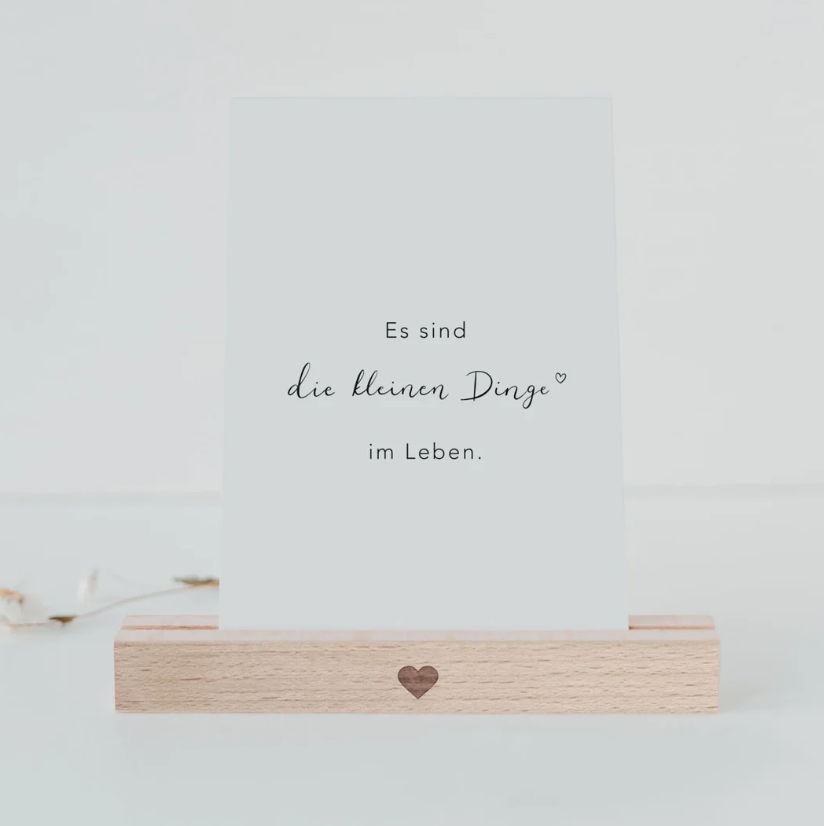 Support à cartes en bois de hêtre (15cm) - Coeur