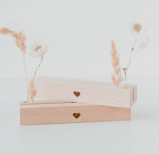 Support à cartes en bois de hêtre (12cm) - Coeur