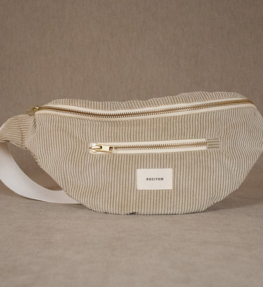 Sac banane RECITEM - Beige velours côtelé