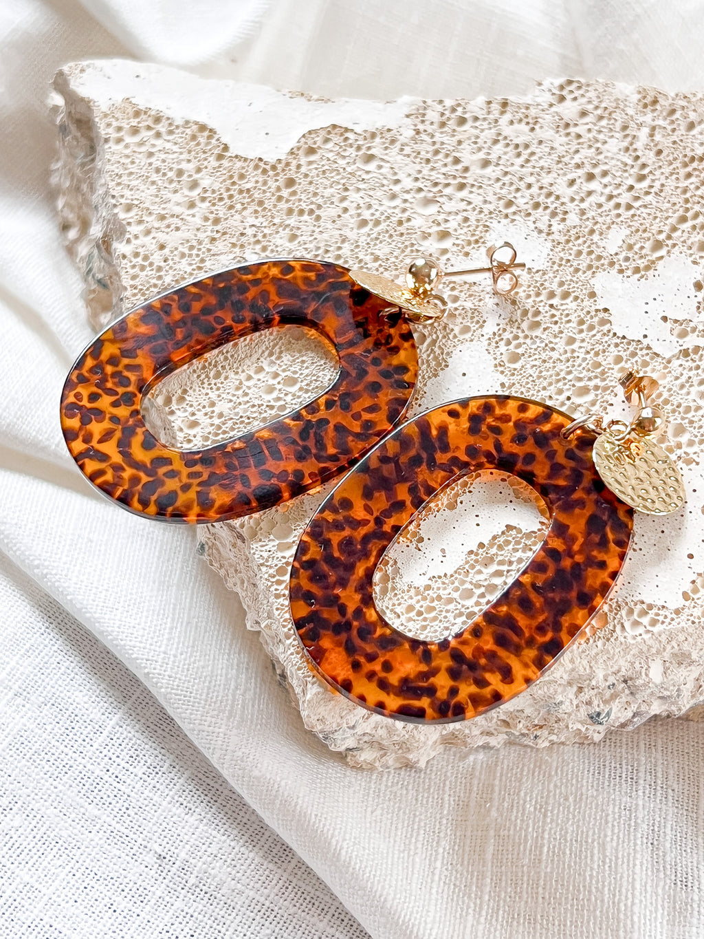 Boucles d'oreilles GIN - Crème et Marron